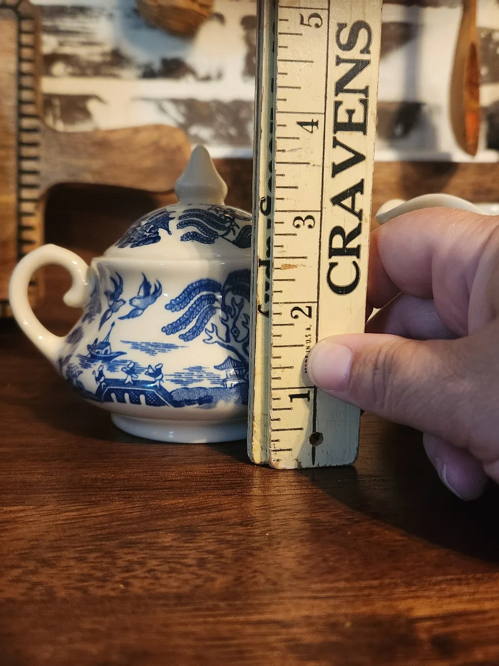 English Ironstone Old Willow Creamer and Sugar Set